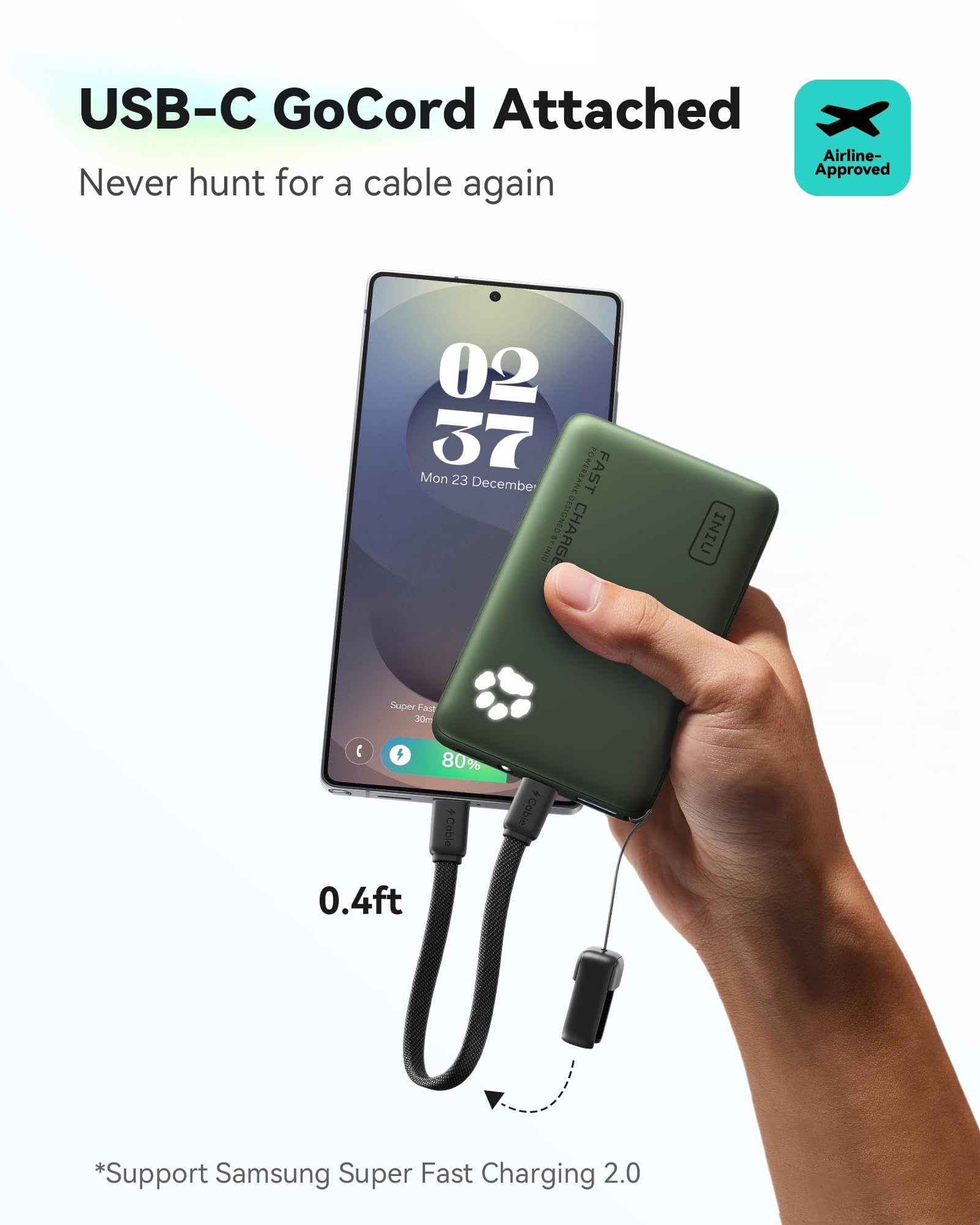 INIU Portable Charger, Ultra Slim 10000mAh 45W PD Power Bank, Fast Charging Mini Battery Pack, Travel Trip Accessories Ship Essentials for College Students Travelers Teen Boys Girls,: Green