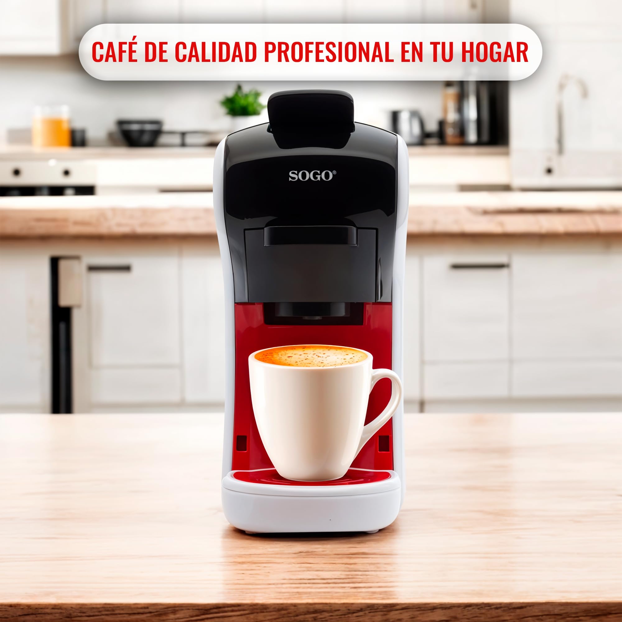 SOGO CAFETERA EXPRESO 3 EN 1 | Adaptadores para Cápsulas NESPRESSO®, DOLCE GUSTO®, STARBUCKS® | Café Molido, Monodosis, Té | Presión de 19 Bar | Tamaño Compacto (SS-5675) (Blanco)