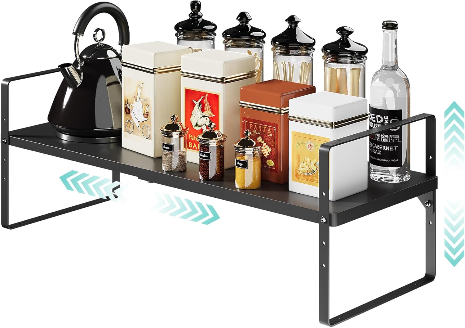 jkxoo Expandable Kitchen Shelf Organizer, Stackable Shelf