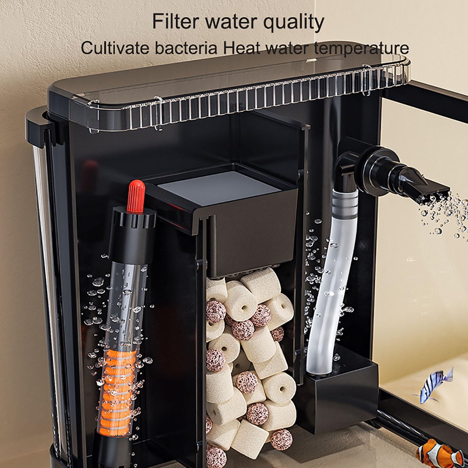 Aquarium avec Filtre Et LED, Aquarium Démarrage Poisson Rouge, Kit Débutant pour Poissons Rouges pour Poissons Betta, Tortues, Grenouilles Et Animaux Aquatiques(L)