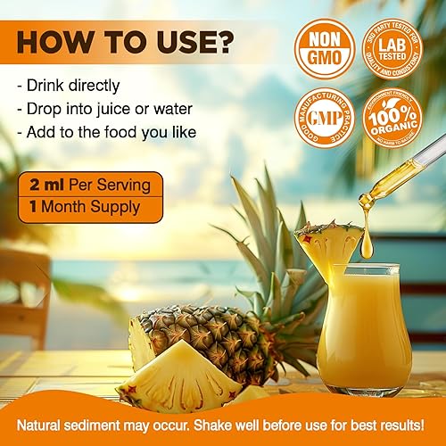 Miniatura 7 de Quercetina liposomal con gotas líquidas de bromelina, 8 en 1 quercetina orgánica 1000 mg suplementos con bromelina 500 mg, vitamina C, D3, zinc,