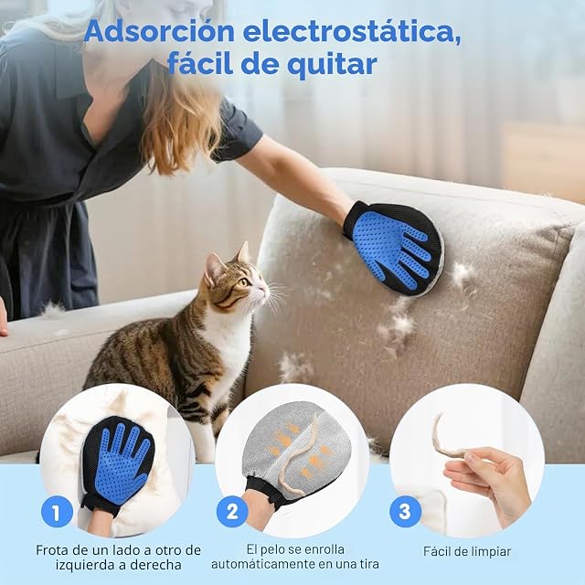 Foto 3 de 7 de Pawaboo Guantes para Eliminar el Pelo de Mascotas