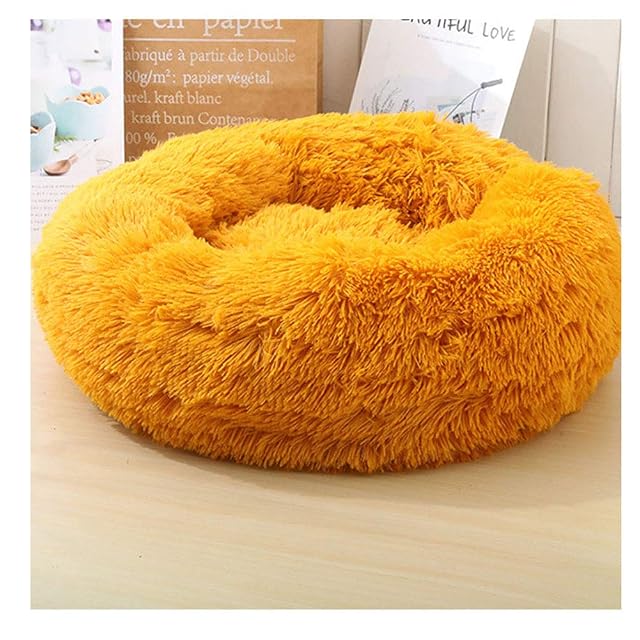 YAOTT Cama de Felpa para Perros y Gatos Cama Calmante Mascota Redonda Suave Sofa para Cachorros Cojín Lavable…