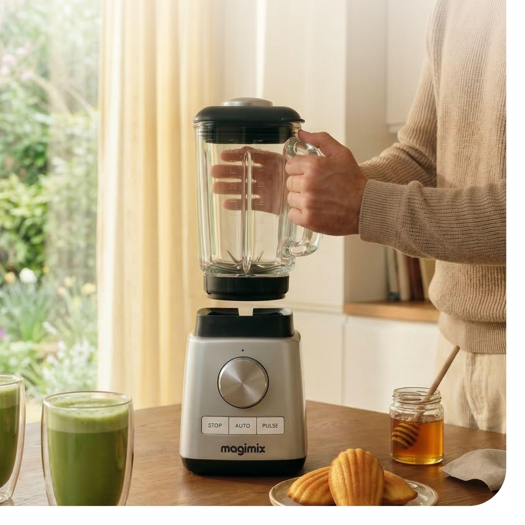 magimix Frullatore 2,5 L - Power 4 - Blender 1300W, Vaso in Vetro termoresistente, 4 Programmi Automatici, Smoothie, Zuppe, Ghiaccio Tritato, Pulizia Automatica - Nero