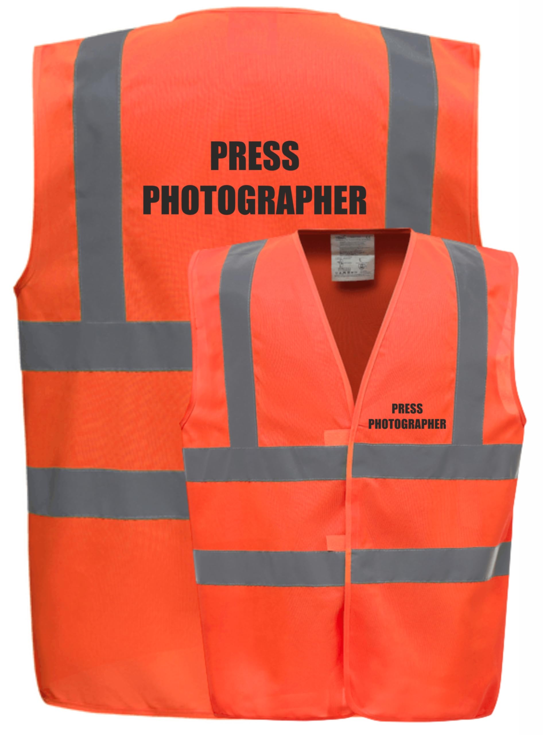 Brook Hi Vis Uk Unisex Orange Hi Vis Vest Press Photographer Vest Waistcoat Safety Vest XXX-Large