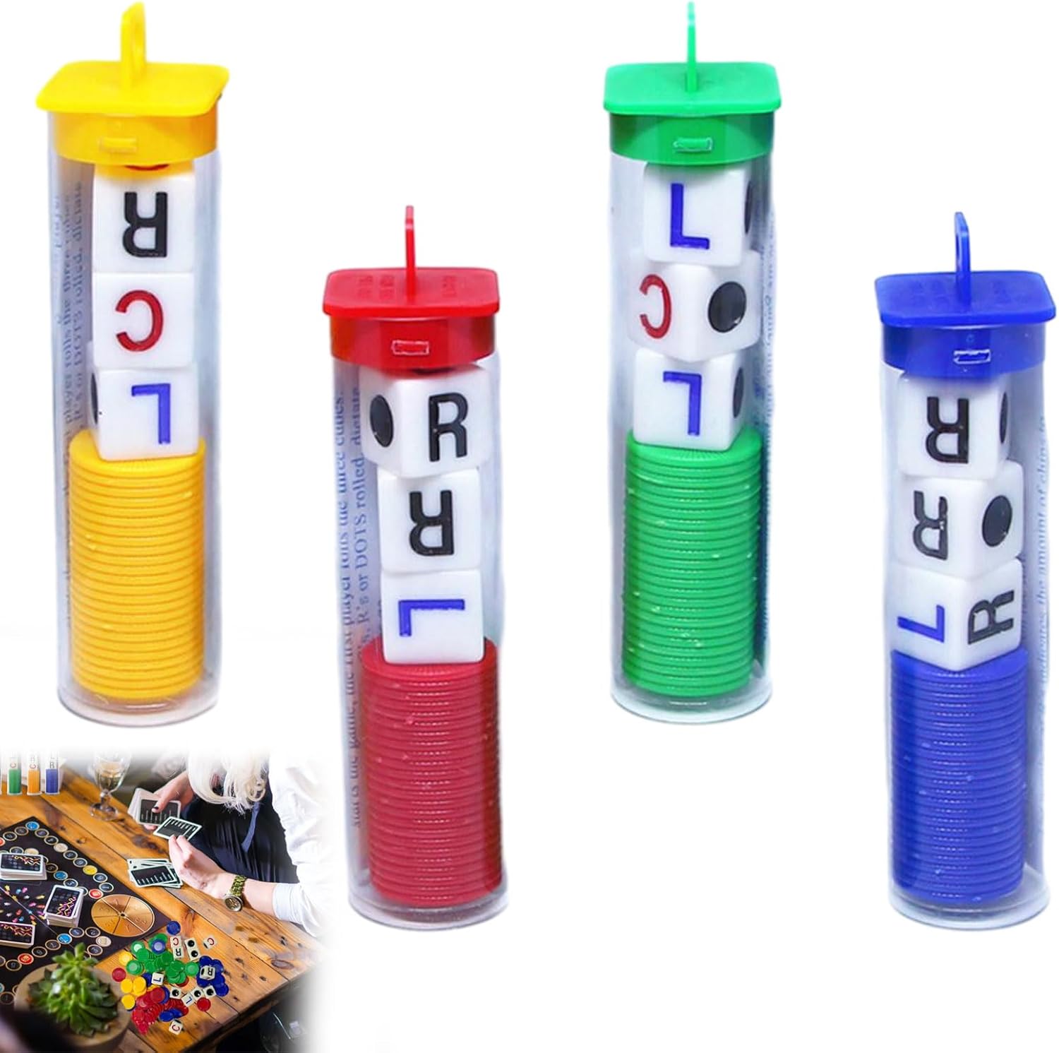 LCR Dice Game 4pcs 6 Sided Round Left Right Centre Dice Game