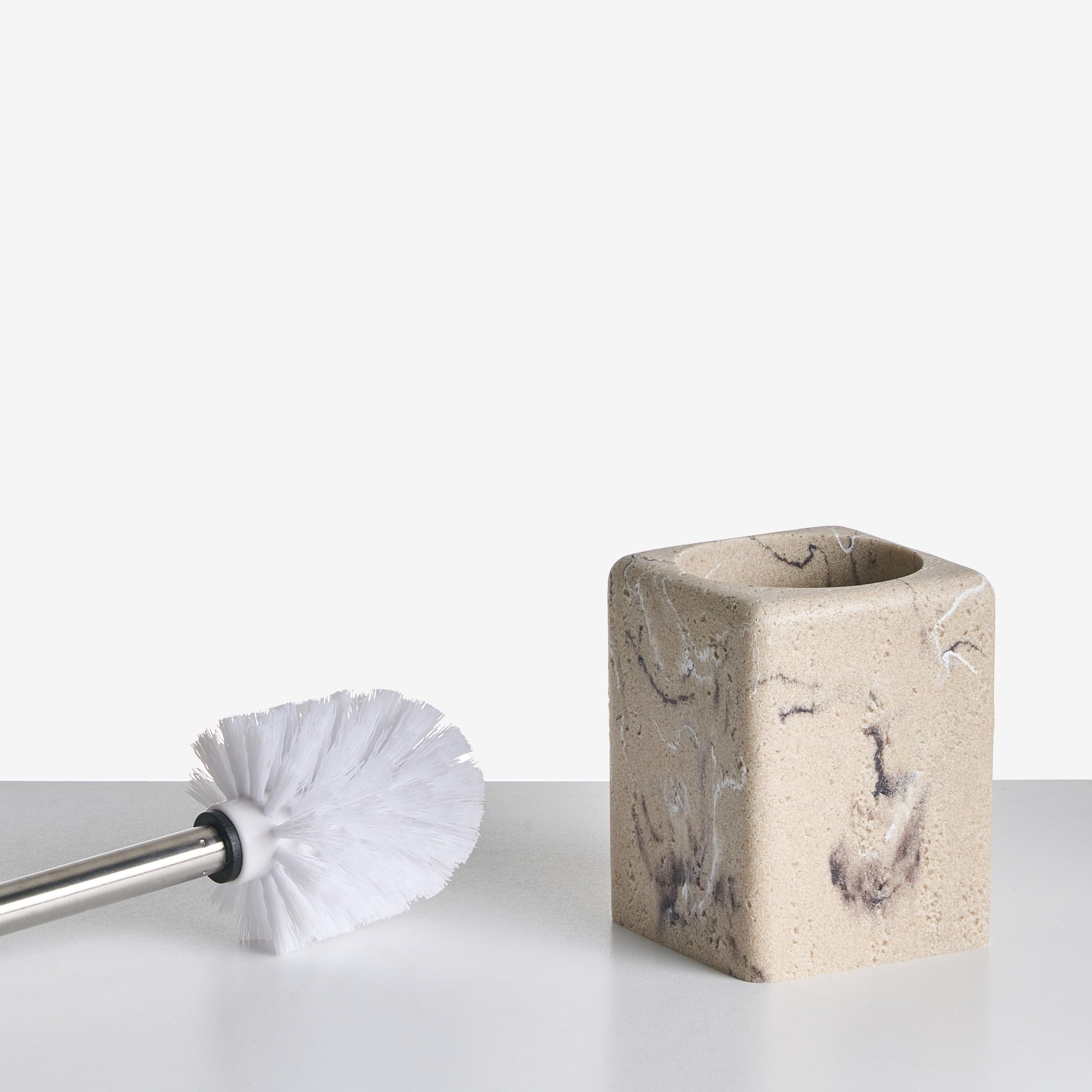 Conjunto de 5 Accesorios de baño jabonera dispensador de jabón escobilla de Inodoro Vaso Soporte cepillos Beige Vilcanota