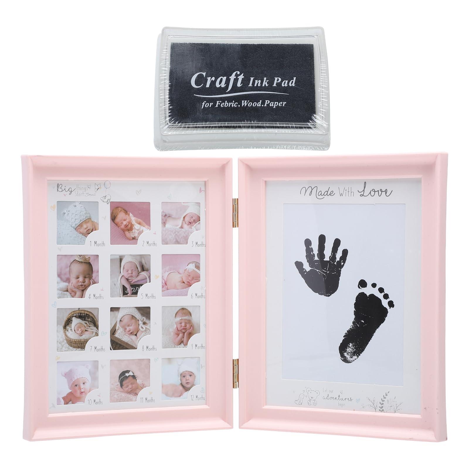 Cadre photo bébé empreinte main pied en PVC : kit souvenir croissance et naissance