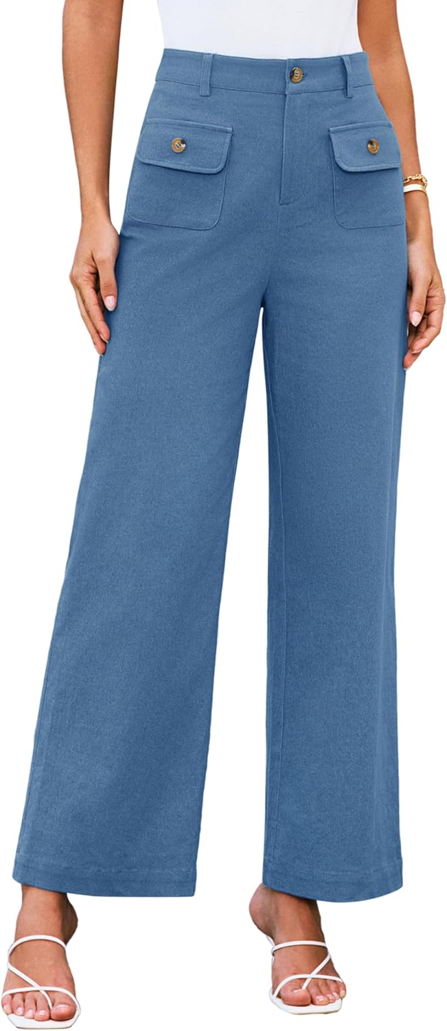 GRACE KARIN Women High Waist Wide Leg Pants Stretchy Trousers Dressy Business Work Casual Pants with Pockets