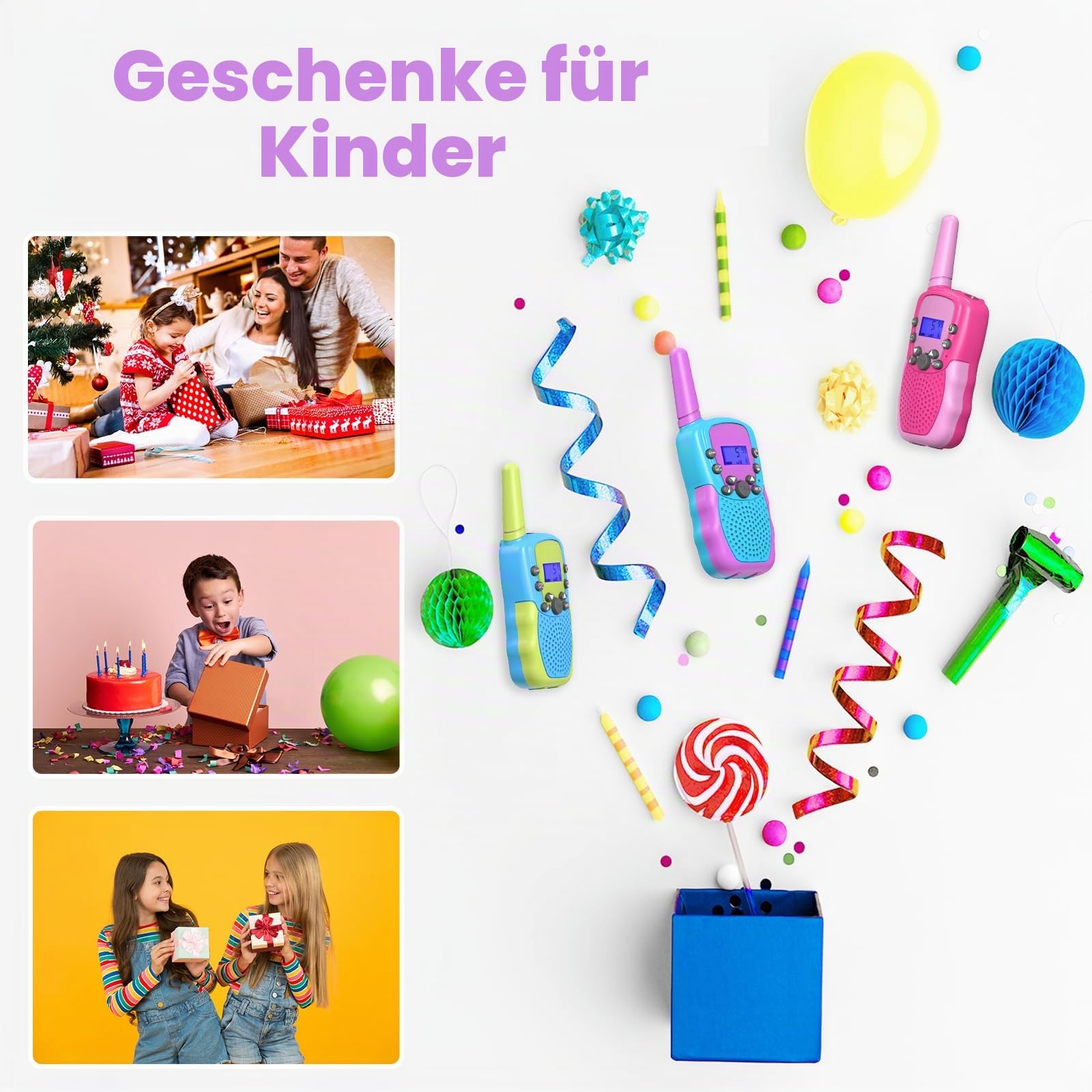 Selieve Spielzeug für 3-12 Jährige Mädchen oder Jungen, Walkie Talkies für Kinder 3er Set 3 KM Reichweite Spielzeug für Innen Draußen Aktivität Stem,Geschenke für 3-8 jährige Jungen und Mädchen