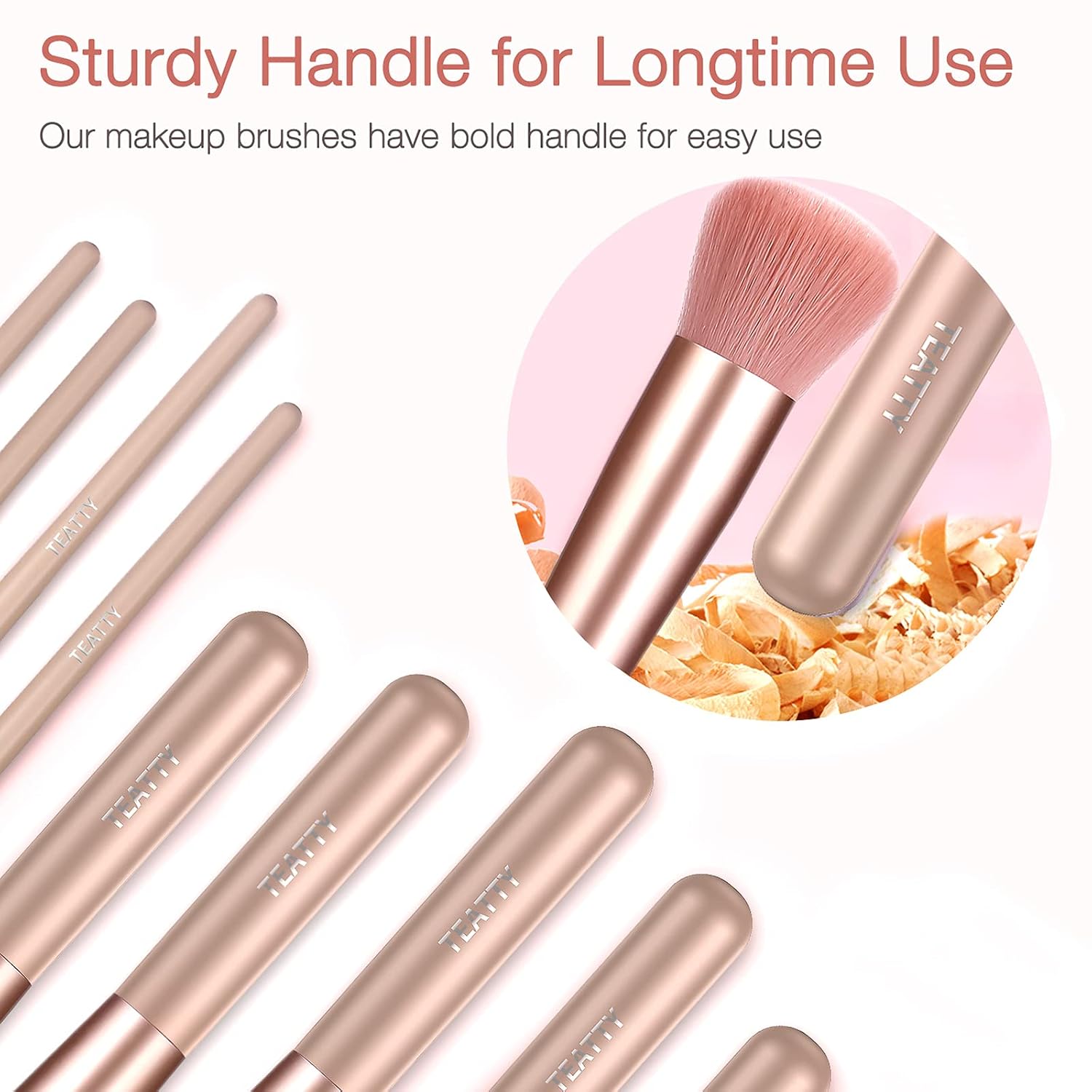 TEATTY Makeup Brush Set, 18pcs Makeup Brushes with 4 Blender Sponges & 1 Brush Cleaner Round Powder Foundation Concealer Eye Shadow Kabuki Blush Pink Makeup Brush Kit (Pink)
