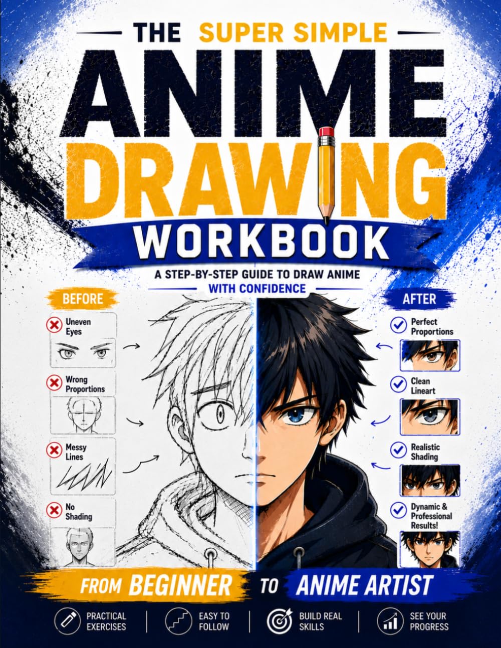 The Super Simple Anime Drawing Workbook: Unleash the Mangaka Inside You in 8 Simple Steps and Draw Anime Characters You'll Be Proud to Share | Simple Exercises and Easy Lessons Made Fun and Clear
