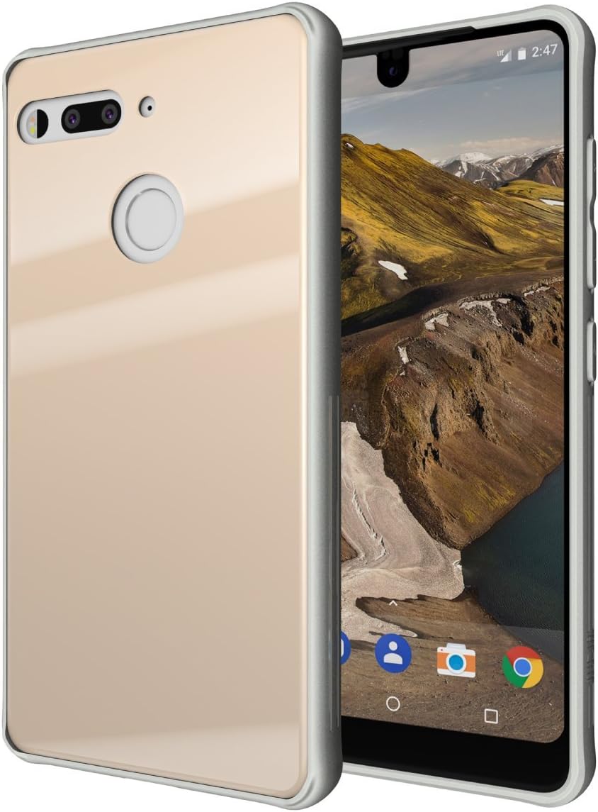 Essential Phone PH-1 Case, TUDIA [Ceramic Feel] Lightweight [GLOST] TPU Bumper Shock Absorption Cover Featuring [Tempered Glass Back Panel] for Essential Phone PH-1 (Gold)