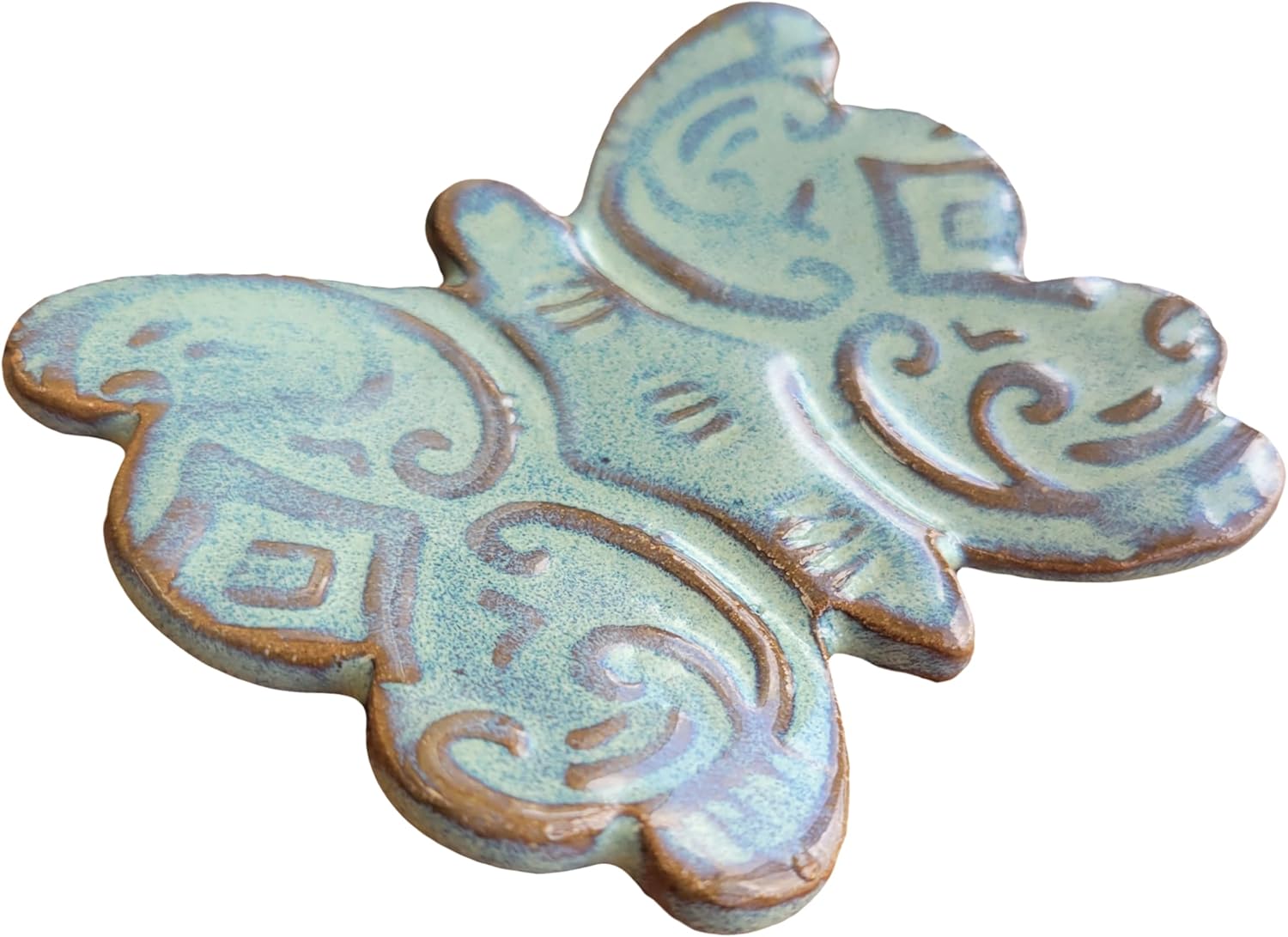 Mariposa Butterfly Shaped Spoon Rest for Kitchen Countertop Coffee Bar Decor Mini Size Holder (Variegated Blue)