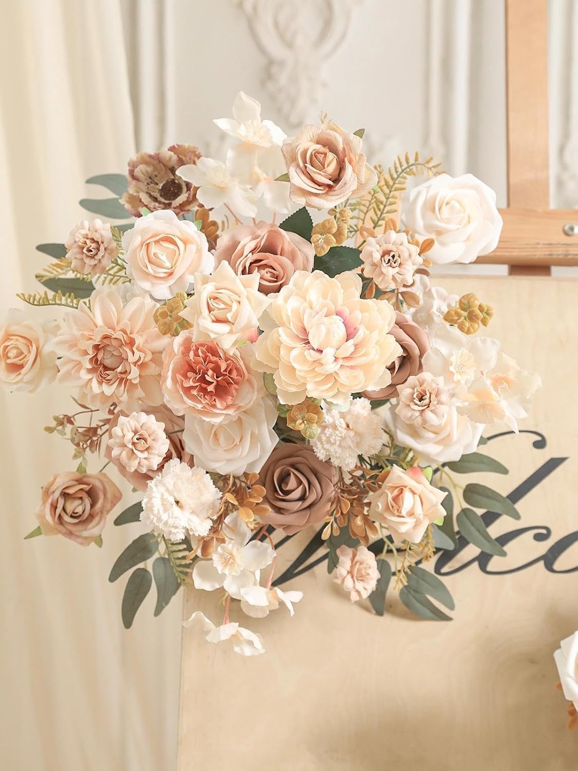 Artificial Flowers Combo Fake Roses Silk Flowers with Stems for DIY Wedding Bridal Bouquets Table Centerpieces Cake Birthday Baby Shower Wedding Anniversary Home Decorations(Champagne Nude) - Image 9