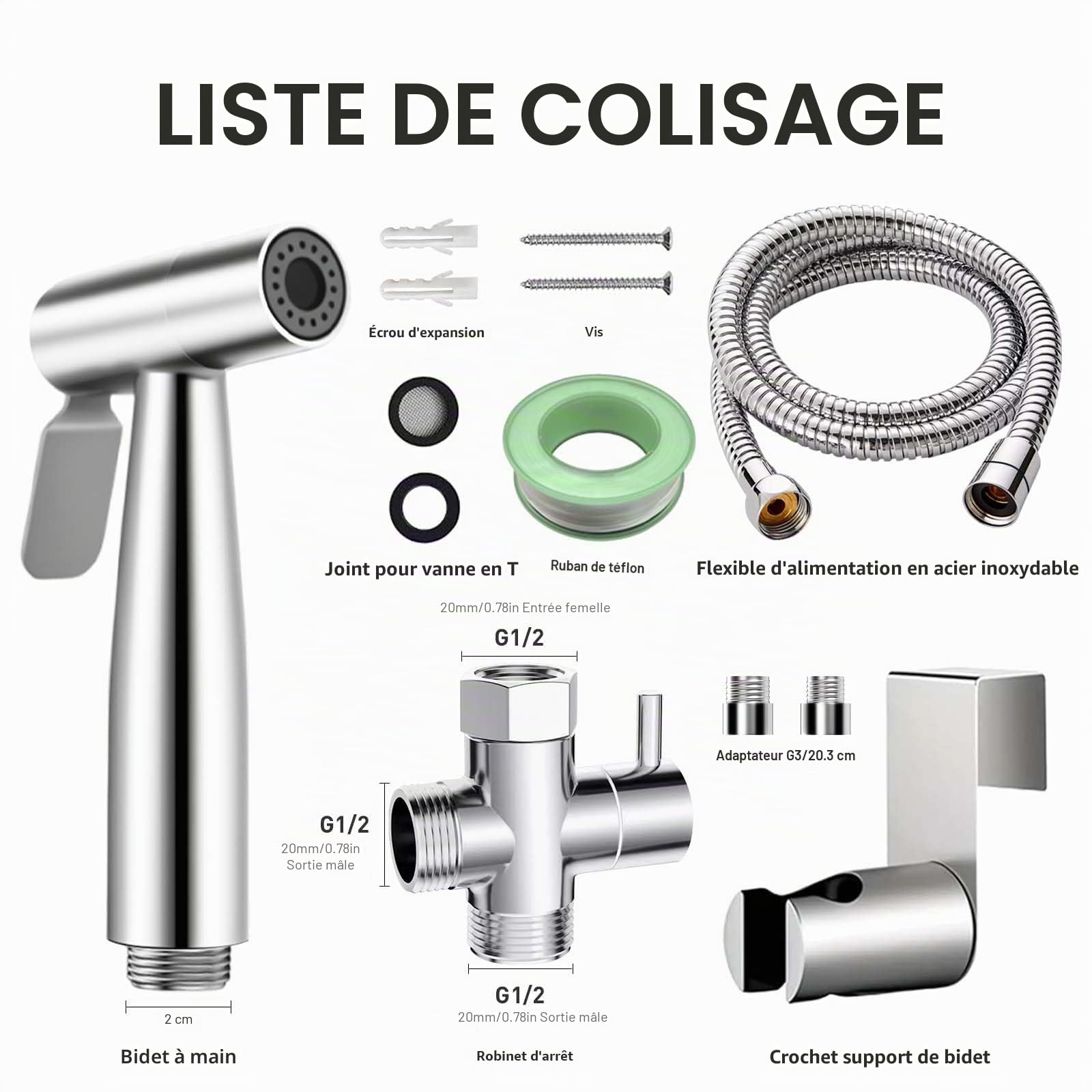 Pulvérisateur de bidet à main WEIDMAX, kit de pulvérisation en nickel brossé en acier inoxydable, nettoyant pour couches en tissu de salle de bain, buse de douche antirouille portable (G1/2''-3/8'')