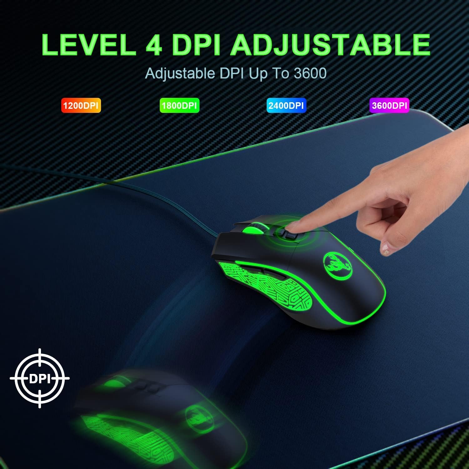 Kit Tastiera e Mouse Gaming 60%, Cablata 61 Tasti Tastiere Ultra-Compact Portatili RGB Retroilluminato 3600 DPI Mouse Ottico Ergonomico per Windows Mac PC Laptop Giochi & Ufficio, Nero