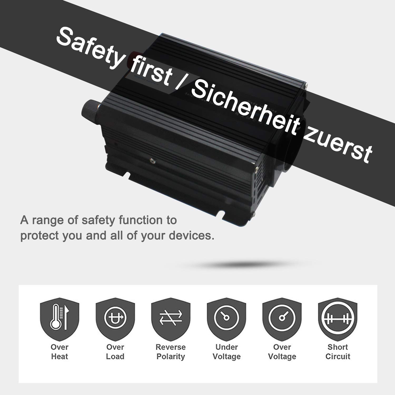 Yinleader Przetwornica napięcia 12 V na 230 V 400 W /500 W 2 USB do samochodu osobowego przetwornica napięcia DC AC