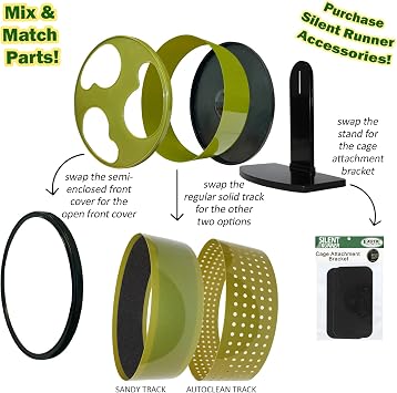Silent Runner 12 Wide + Cage Attachment - Silent, Fast, Durable Exercise Wheel - Sugar Gliders, Degus, Rats, Hedgehogs, Prairie Dogs & Small Pets