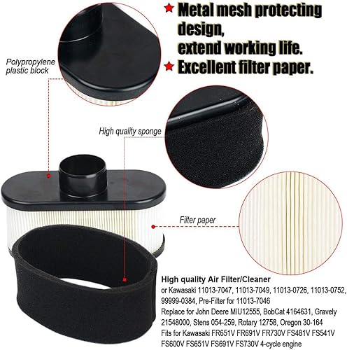 Miniatura 6 de HIFROM Filtro de aceite de combustible con filtro de aire compatible con Kawasaki FR651V FR691V FR730V FS481V FS541V FS600V FS651V FS691V FS730V