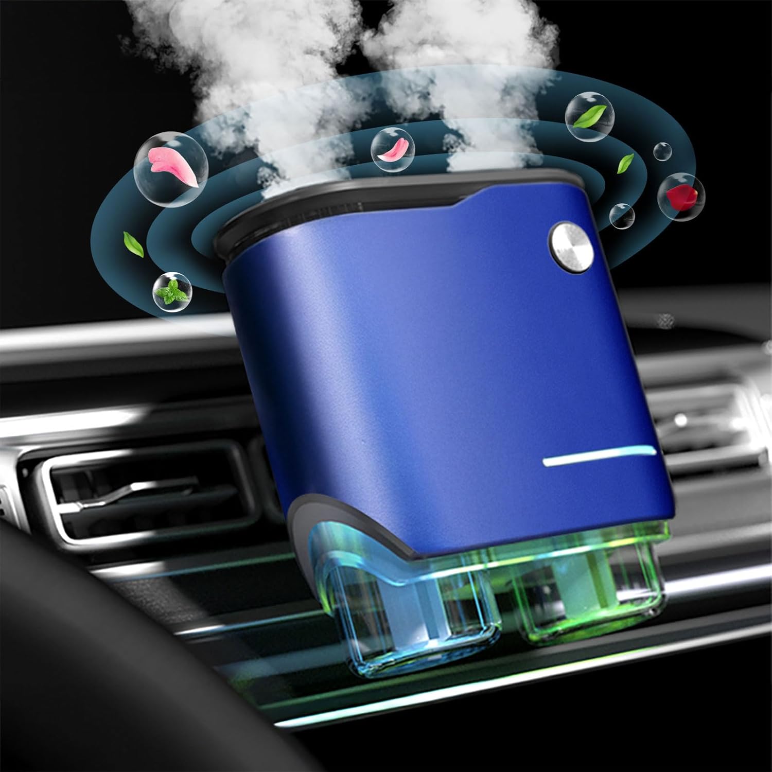 Smart Car Air Fresheners Diffuser with 4pcs Essential Oils, Automotive Scent Dispenser Rechargeable Aromatherapy Diffuser Vent Clip for Cars, 3 Adjustable Modes (Blue) - Image 7
