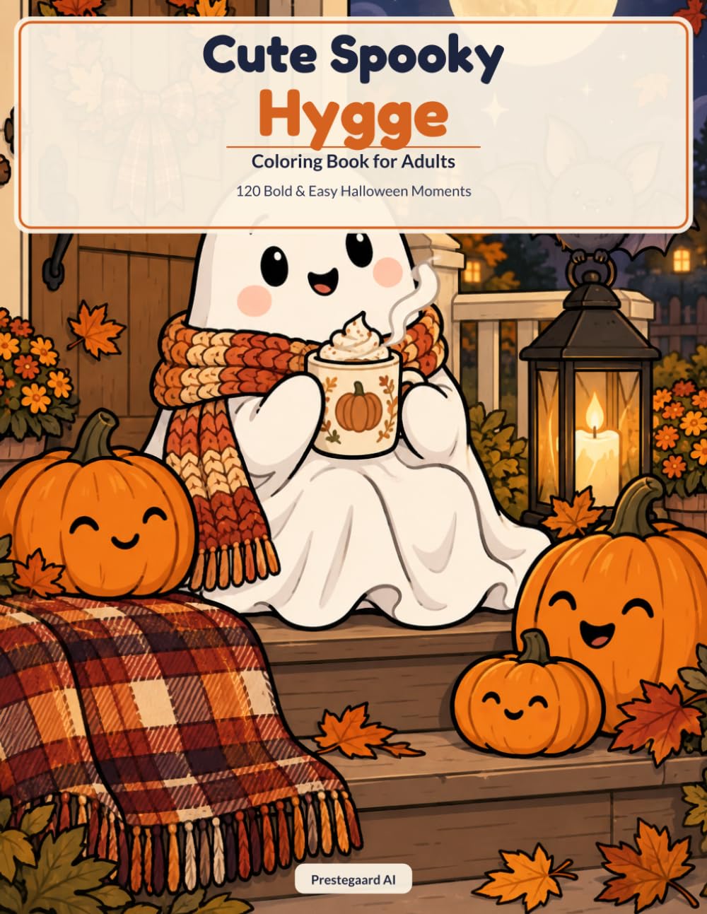 Cute Spooky Hygge Coloring Book for Adults: 120 Bold & Easy Halloween Moments