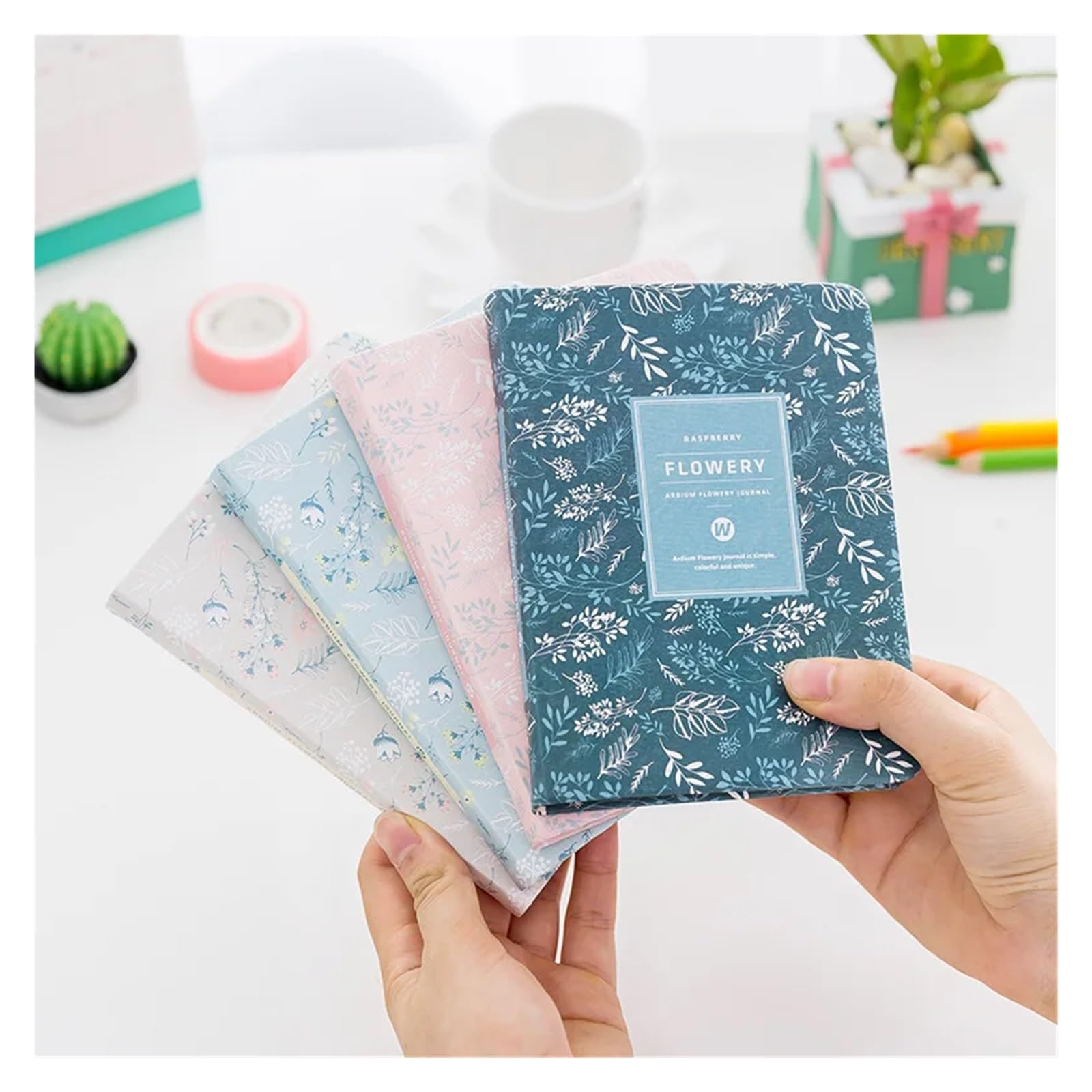 Inspirierendes Notizbuch 2 stücke A6 Zeitplan Vintage Jährlich Tagebuch Wöchentlich Monatlich Tagesplaner Blume Organizer Papier Notebook Schule Agenda Versorgung(Dark Blue)