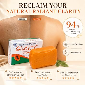 Glutathione & Vitamin C Brightening Bar Soap with Papaya Extract, 250g