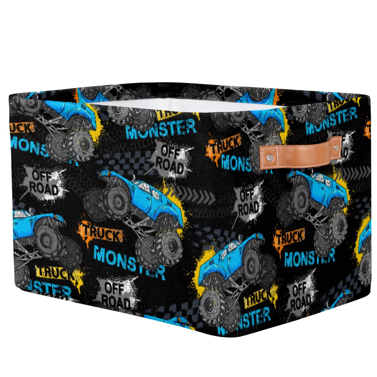 Truck Car Foldable Storage Basket, Large Collapsible Organizer Storage Bin Cube Toys Storage Boxes with Handles for Bathroom Kids Nursery Closet Storage