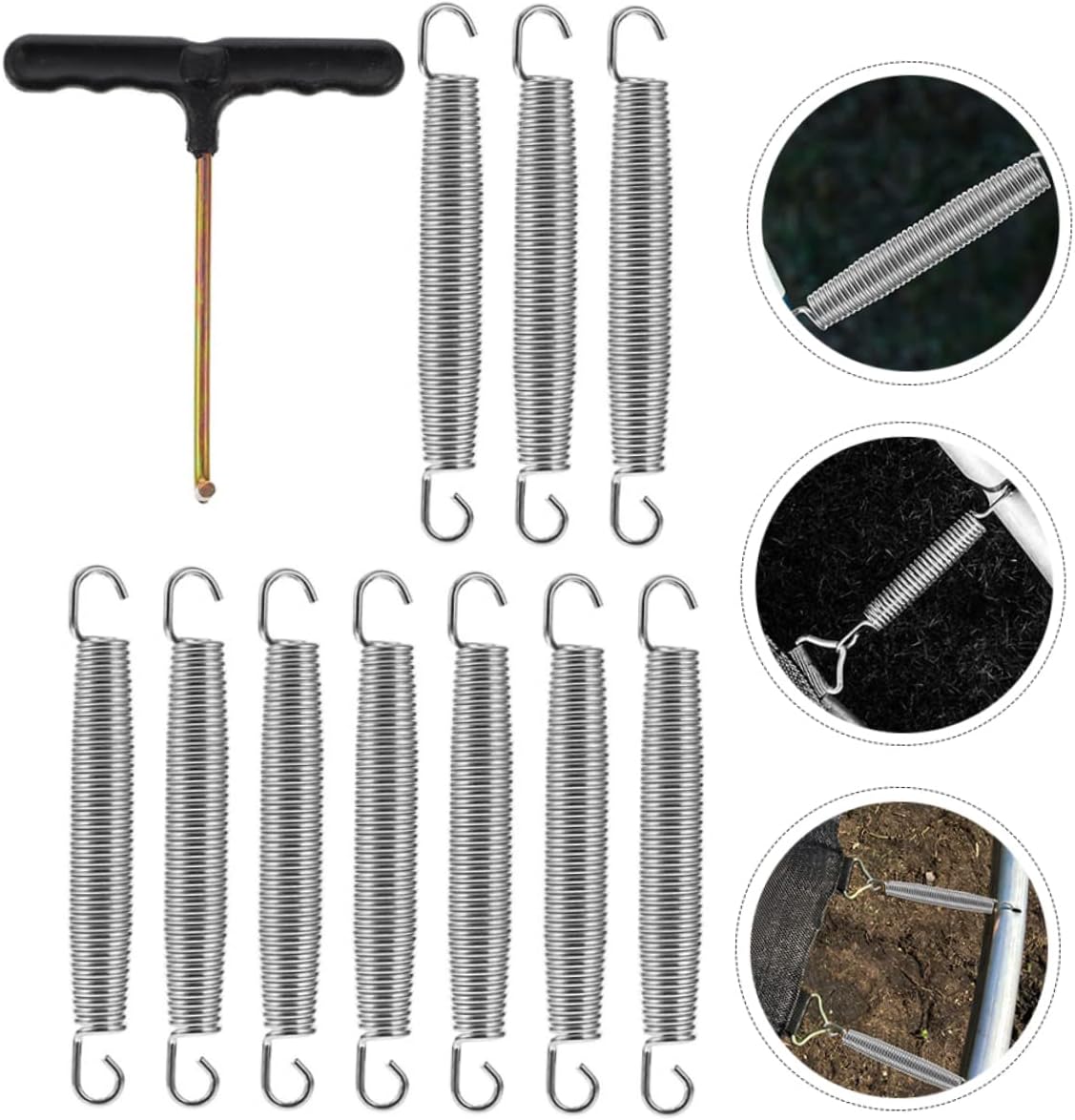 Sturdy Trampoline Springs Set Hooks Extended Compressed Spring for Outdoor Use for Enhanced Bounce