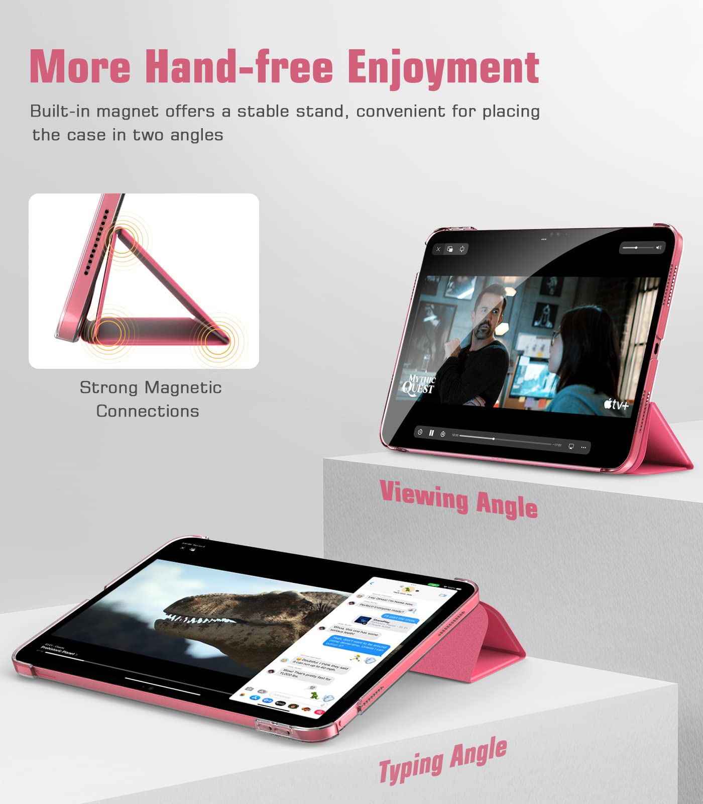 TiMOVO Cover Custodia Compatibile con iPad 10 Generazione 10,9" 2022, iPad 10 Cover con Retro in PC Rigido Semi-Trasparente, Funzione di Auto Sveglia/Sonno, Anguria Rossa