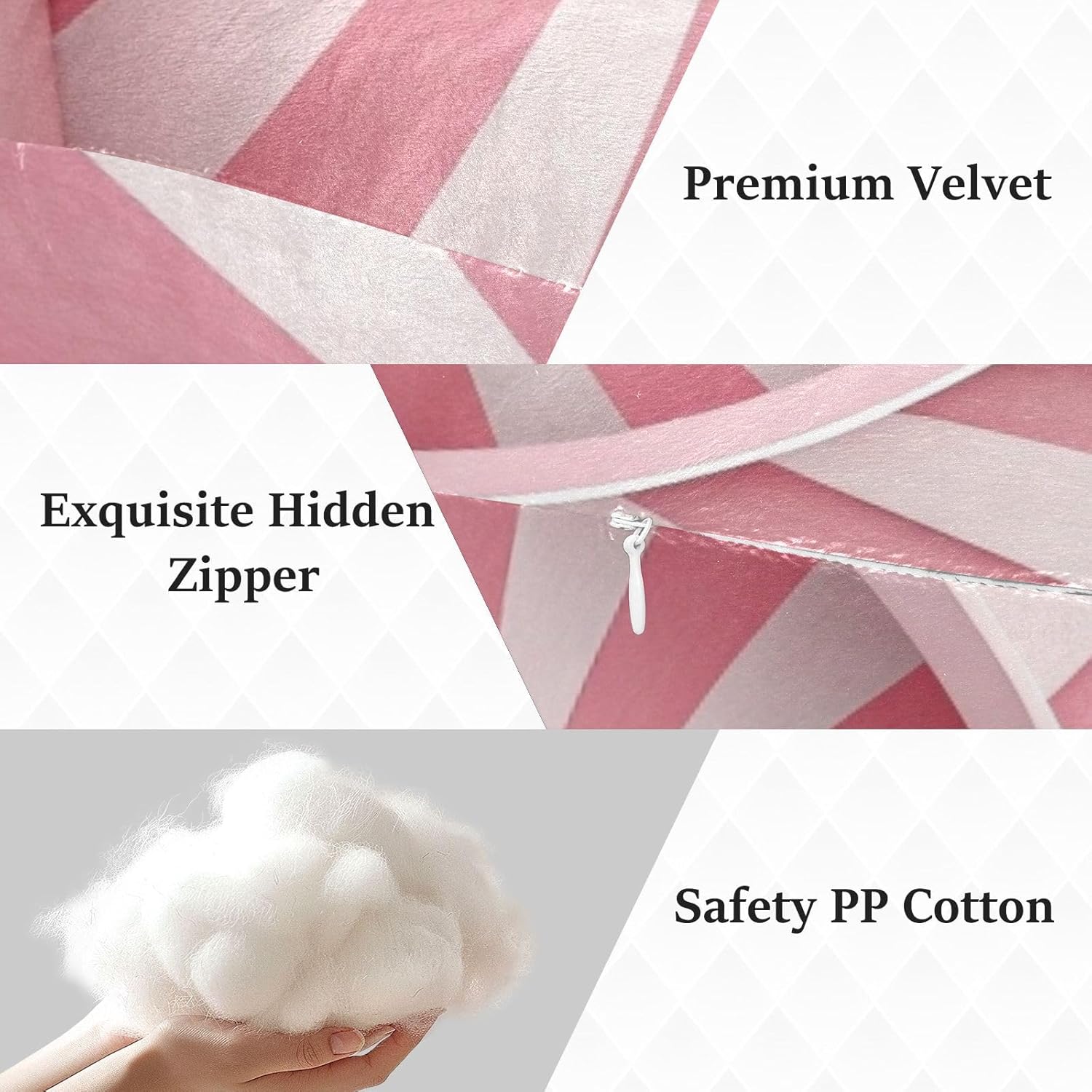 Light Pink Stripes Human-Shaped Pillow Soft Body Pillows Washable Velvet Pillows for Anxiety Relief Sleeping Cuddling & Support