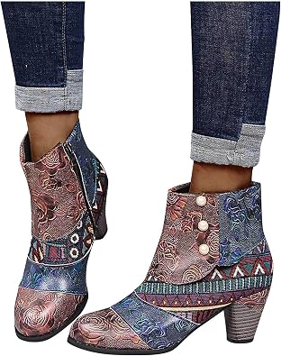 Botin De Tacon Para Mujer Y Cierre De Cremallera Botas Cortas De Mujer  Zapatos De Mujer