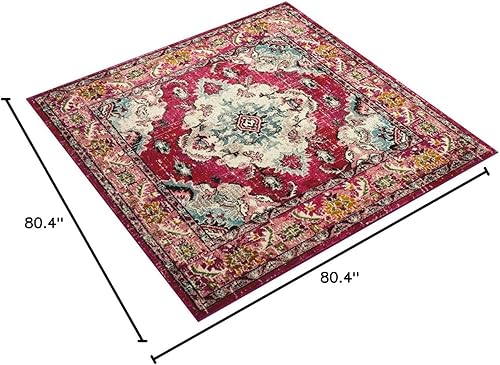 Miniatura 198 de Safavieh Tapete de área grande, colección Monaco, 11 pies x 15 pies, azul marino y celeste, diseño desgastado de medallón, no desprende pelusa