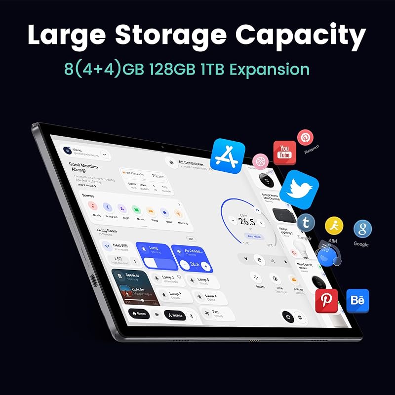 Azeyou Android 14 Tablet 10 hüvelykes, 8GB RAM + 128GB tárhely, Octa-Core processzor, WiFi 6 kapcsolat, 6000mAh akkumulátor, ezüst
