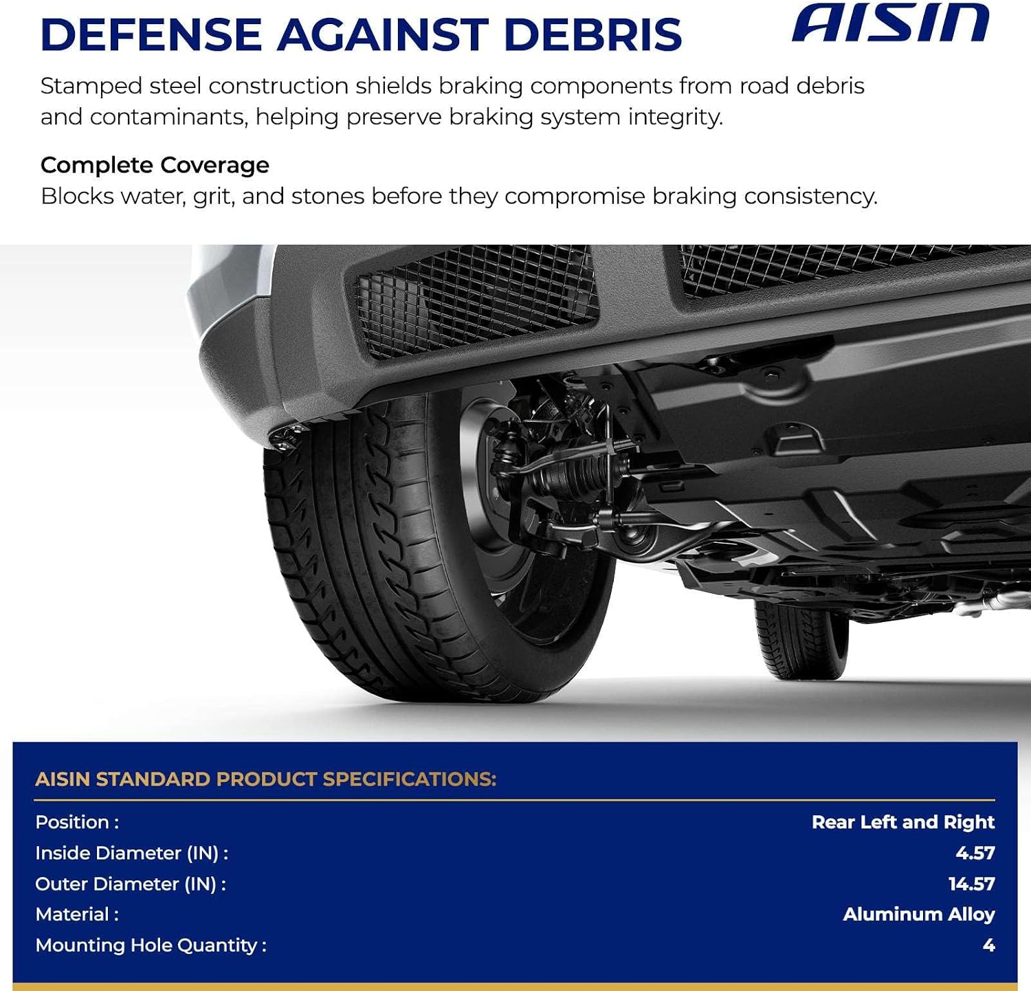 AISIN AFTERMARKET BDSBM-00062 Set of 2 Rear Left and Right Brake Dust Shield - Compatible with BMW 323i, 325i, 328d, 328i, 330e, 330i, 335d, 335i, 340i, 325Ci, 325xi, 330xi, 335xi, 320i xDrive, 420i