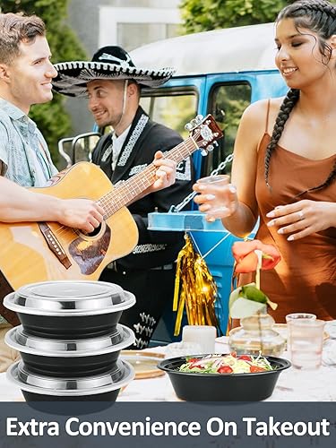 Miniatura 7 de 50 juegos de recipientes de preparación de comidas de 24 onzas, recipientes de plástico reutilizables para almacenamiento de alimentos con tapas,