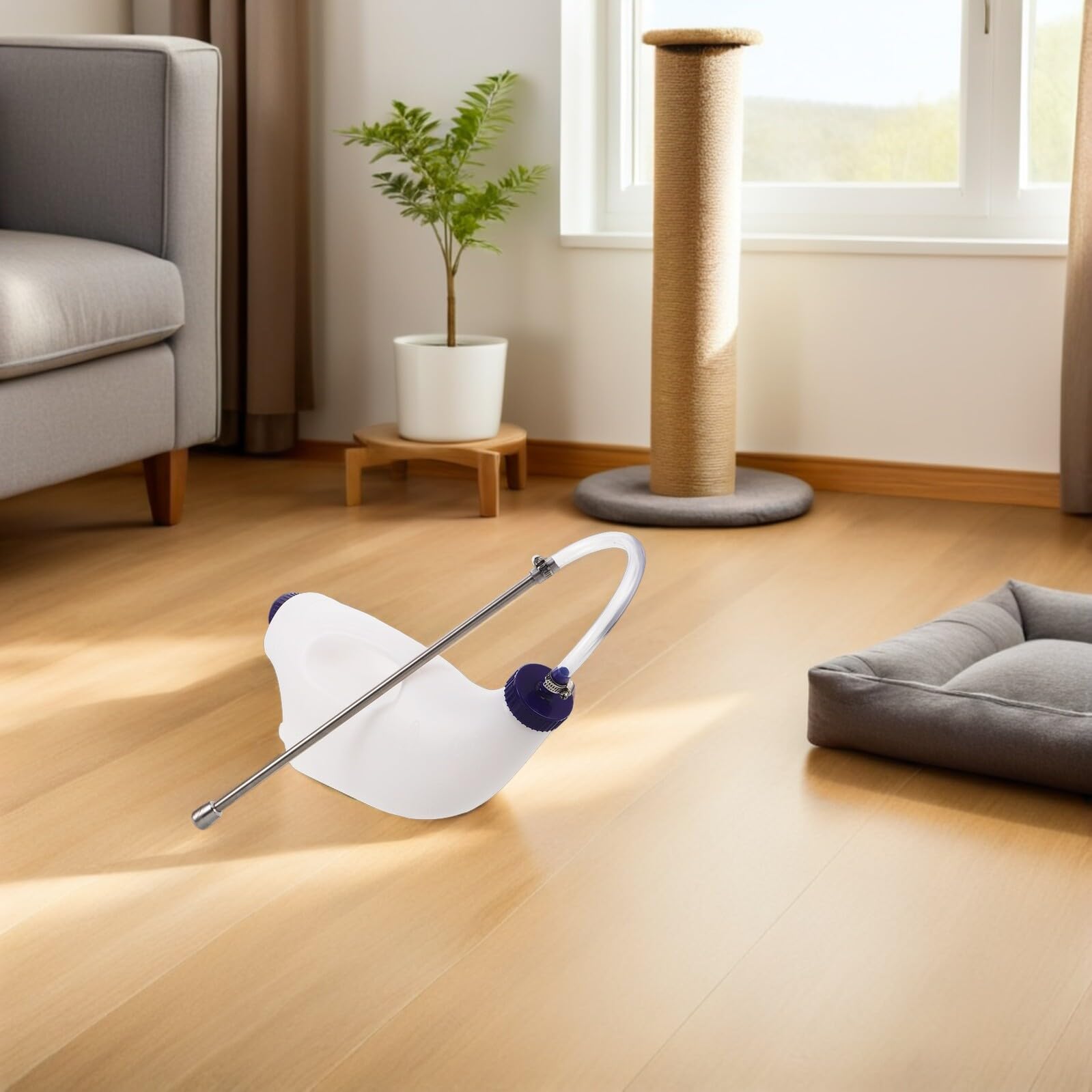 Biberon pour Veaux et Chèvres 4l en Plastique Blanc Poignée, Nourrisseur Polyvalent pour Élevage de Veaux et Absorption des Nutriments