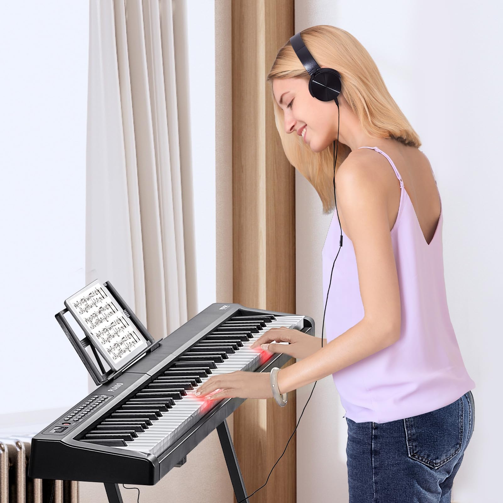 VEVOR Tastiera Pianoforte Digitale 88 Tasti Semi-pesati 1000 Suoni Bluetooth MIDI USB