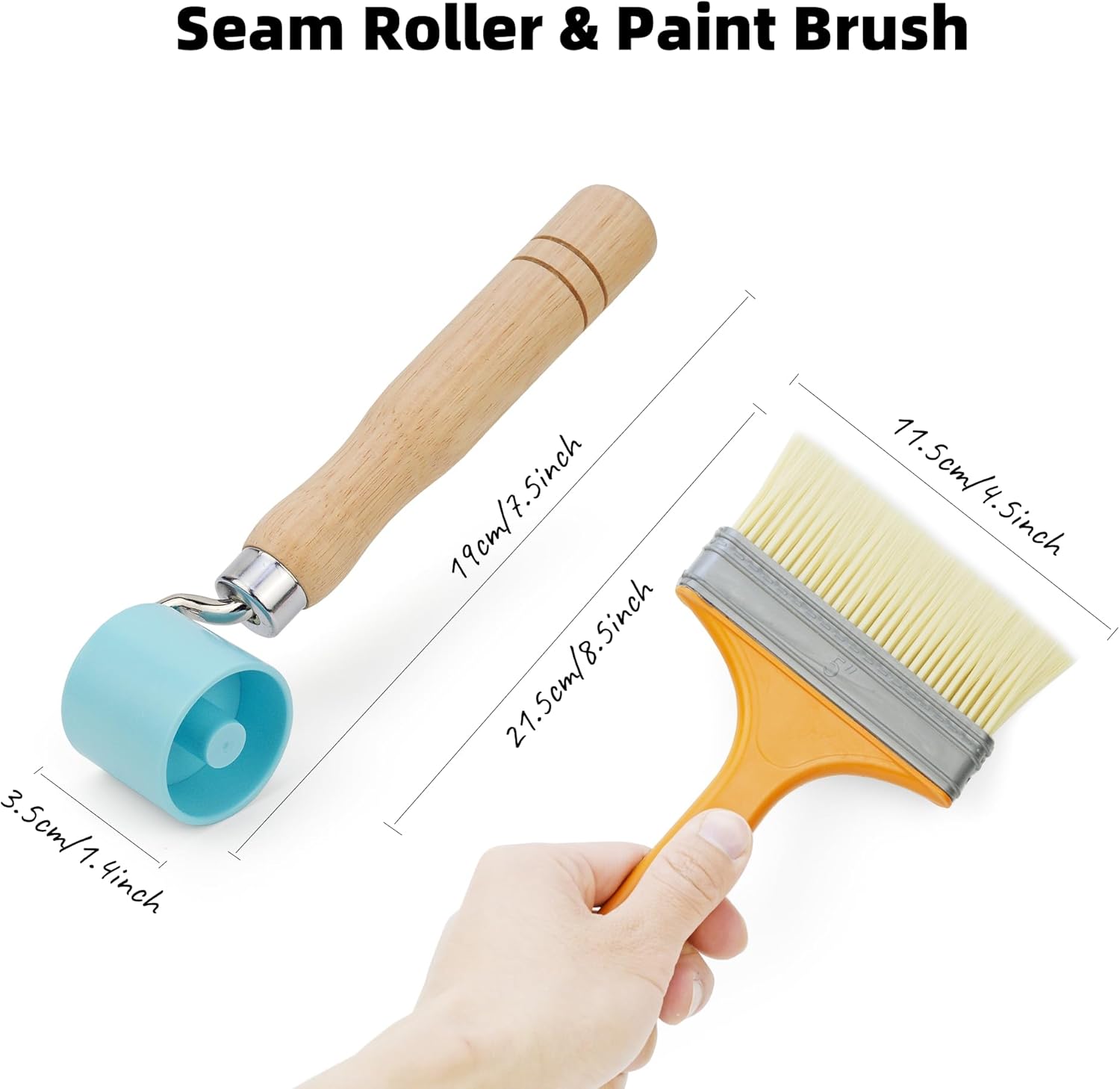Umaki Wallpaper Paste Brush Set with Seam Roller, Precision Knife, 2pcs Felt Squeegee, Scissor, Paint Brush and 11.8inch Multi-Purpose Straight Edge Tool, 8 Wallpaper Smoothing Tools