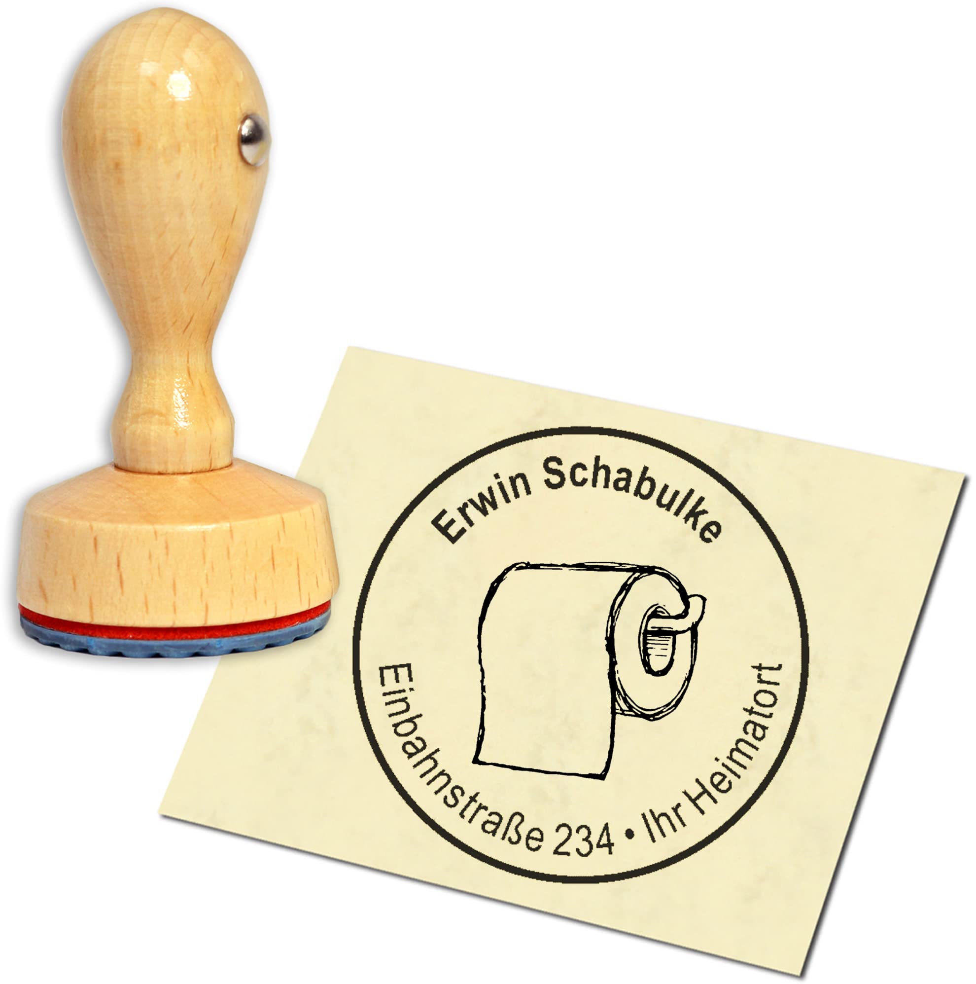 Wooden Personalised Toilet Paper Stamp - Round 40 mm Office Name Stamp