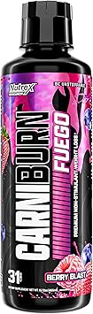 Nutrex Research CARNIBURN Advanced Liquid L Carnitine 3000mg with MitoBurn, InnoSlim & GBBGO 31 Servings, Berry Blast