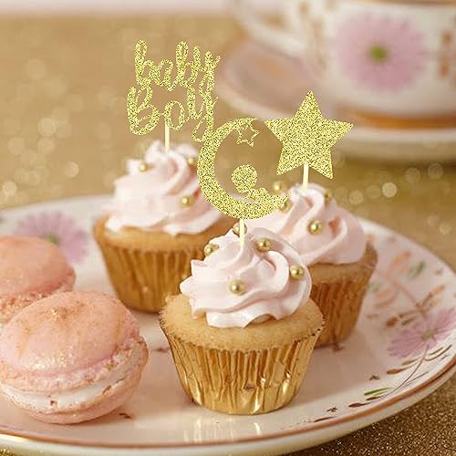 Miniatura 71 de 30 piezas de decoración de cupcakes para baby shower, vestido con lazo con purpurina, biberón para cupcakes "It's a Girl", decoración de pasteles