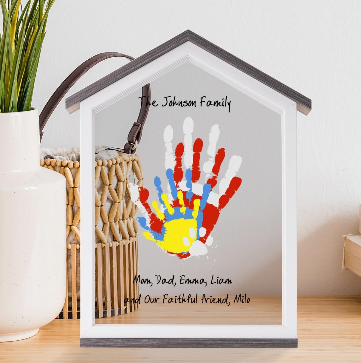 CHERRY CHEERS Exclusive House Shaped Family Handprint Kit; Unique DIY Keepsake, Complete Set, Meaningful Gift for Home Decor, Family Craft & Memory Making (Dark Grey Roof)