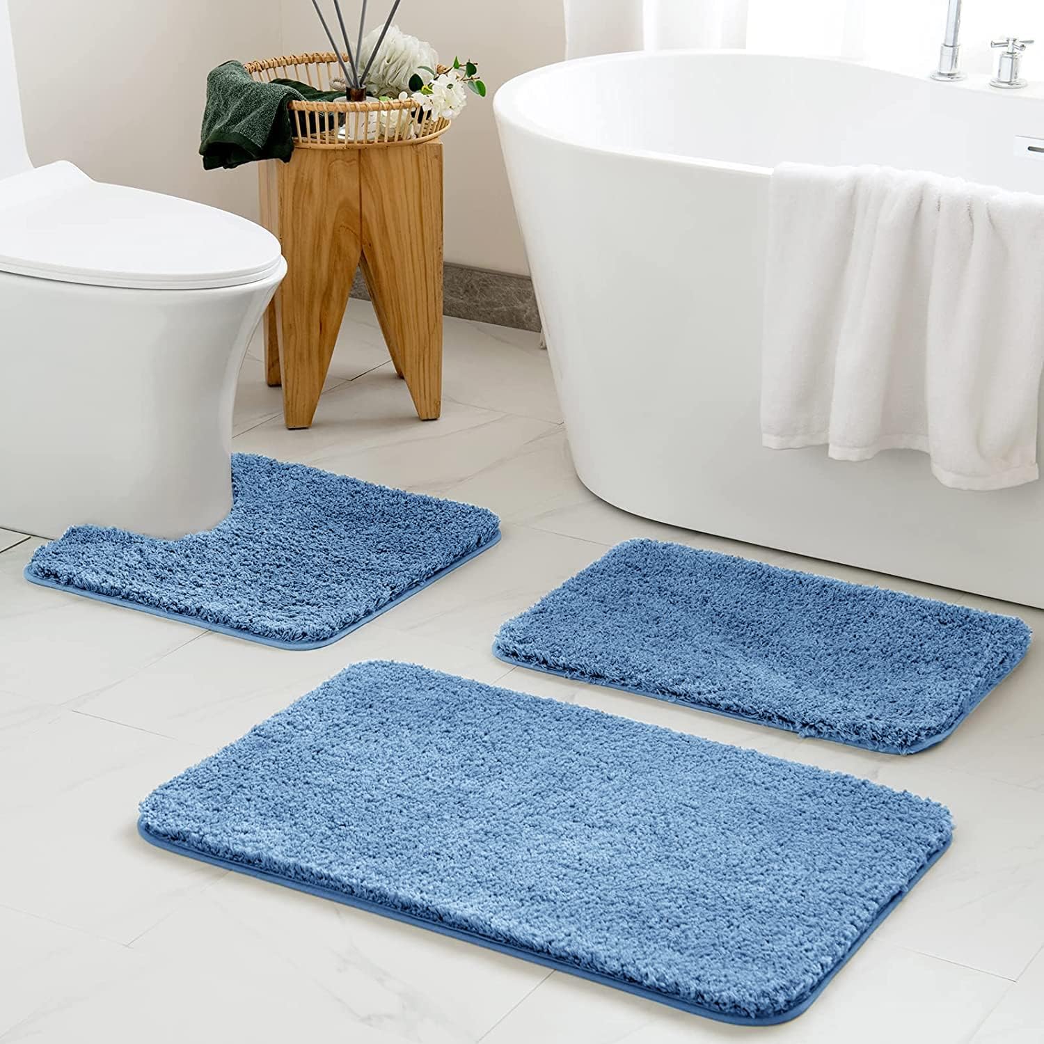 MIULEE 3 Pieces Bathroom Rugs and mats Sets Extra Thick Non