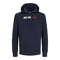 JACK&JONES PLUS JJECORP Logo Sweat Hood Play Noos Pls, Navy Blazer/Print:Play 5
