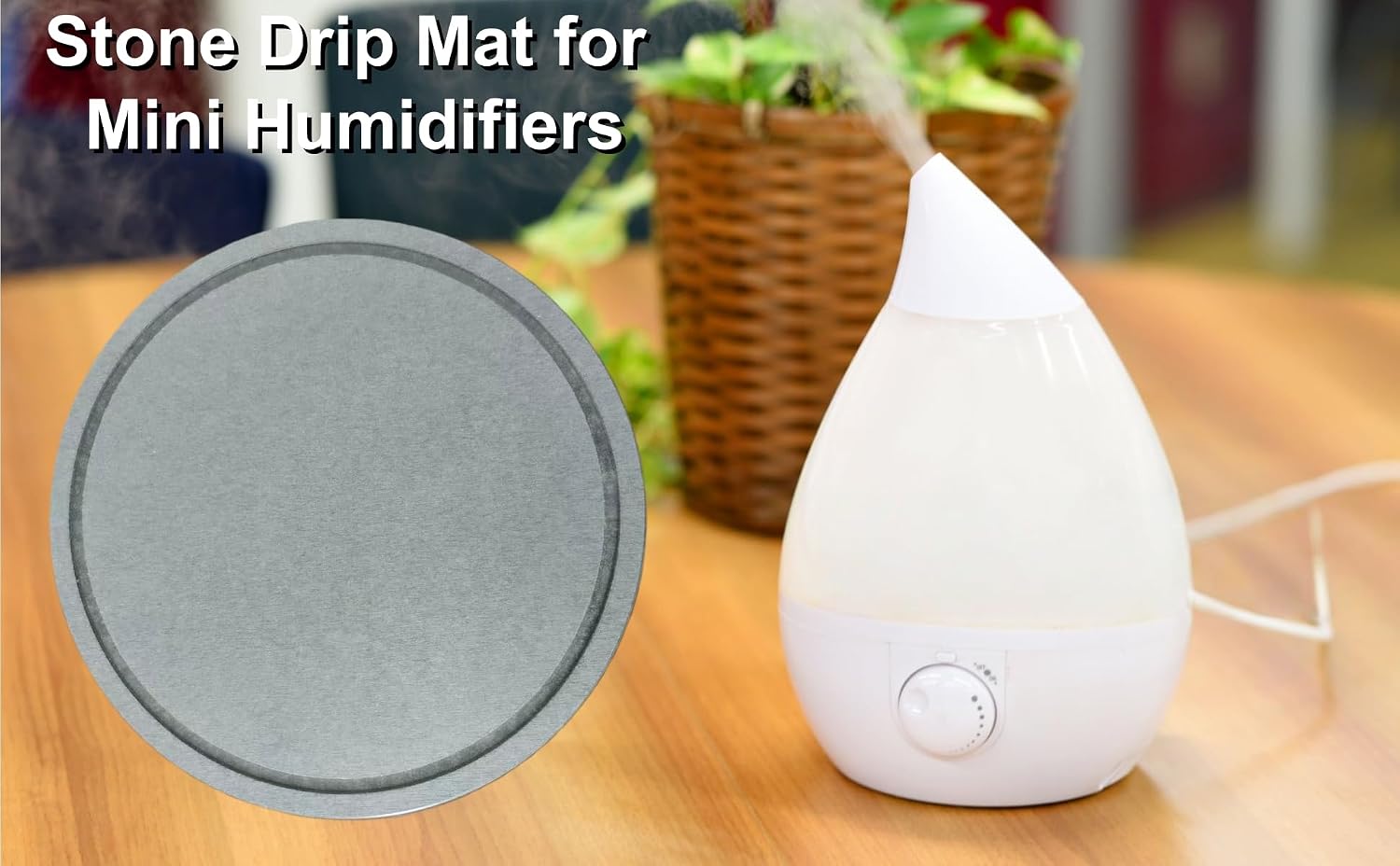 Stone Drying Mat for Mini Humidifiers, Absorbs Water Drips Round Diatomaceous Tray for Humidifier, 10 Inch Round Diatomaceous Earth Drip Tray for Small Humidifier