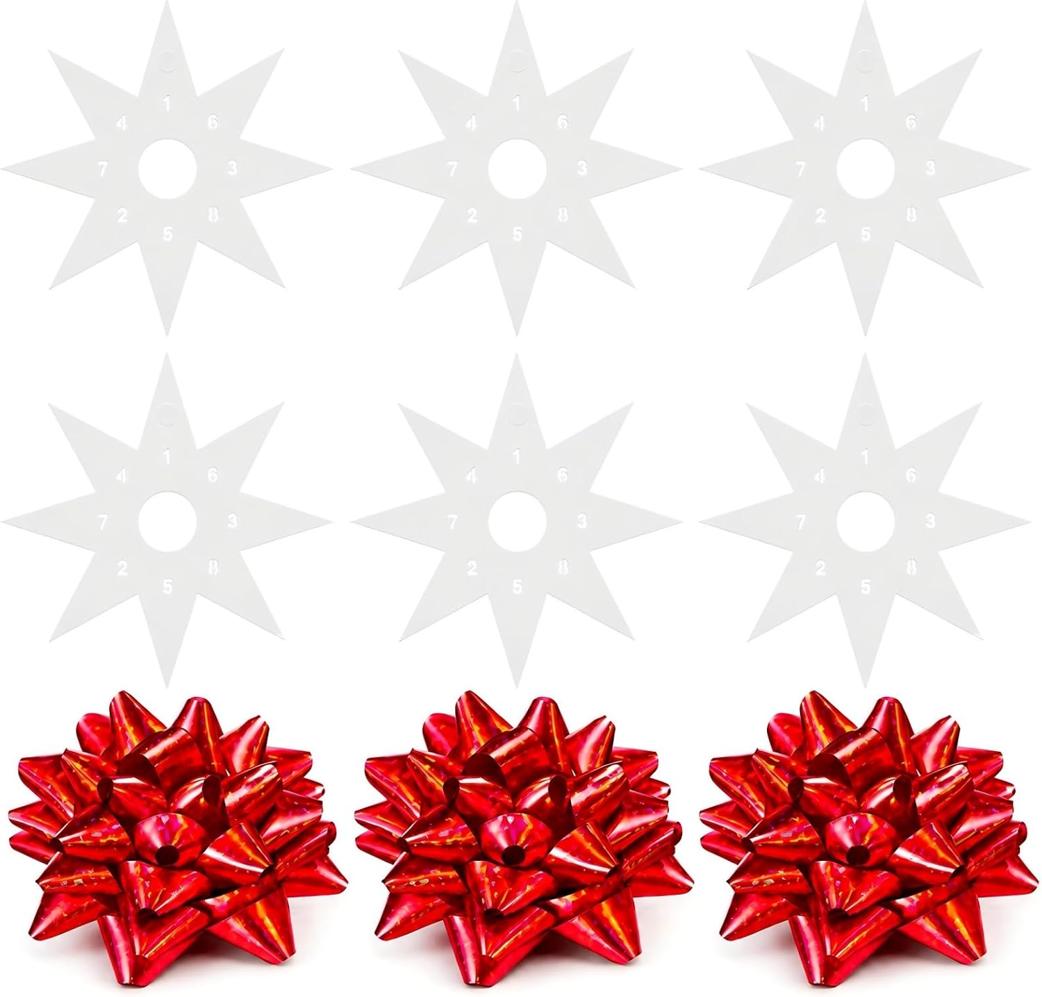 Chalyna 6 Pack Bow Maker for Ribbon, PVC Numbered Template Bow Making Tool