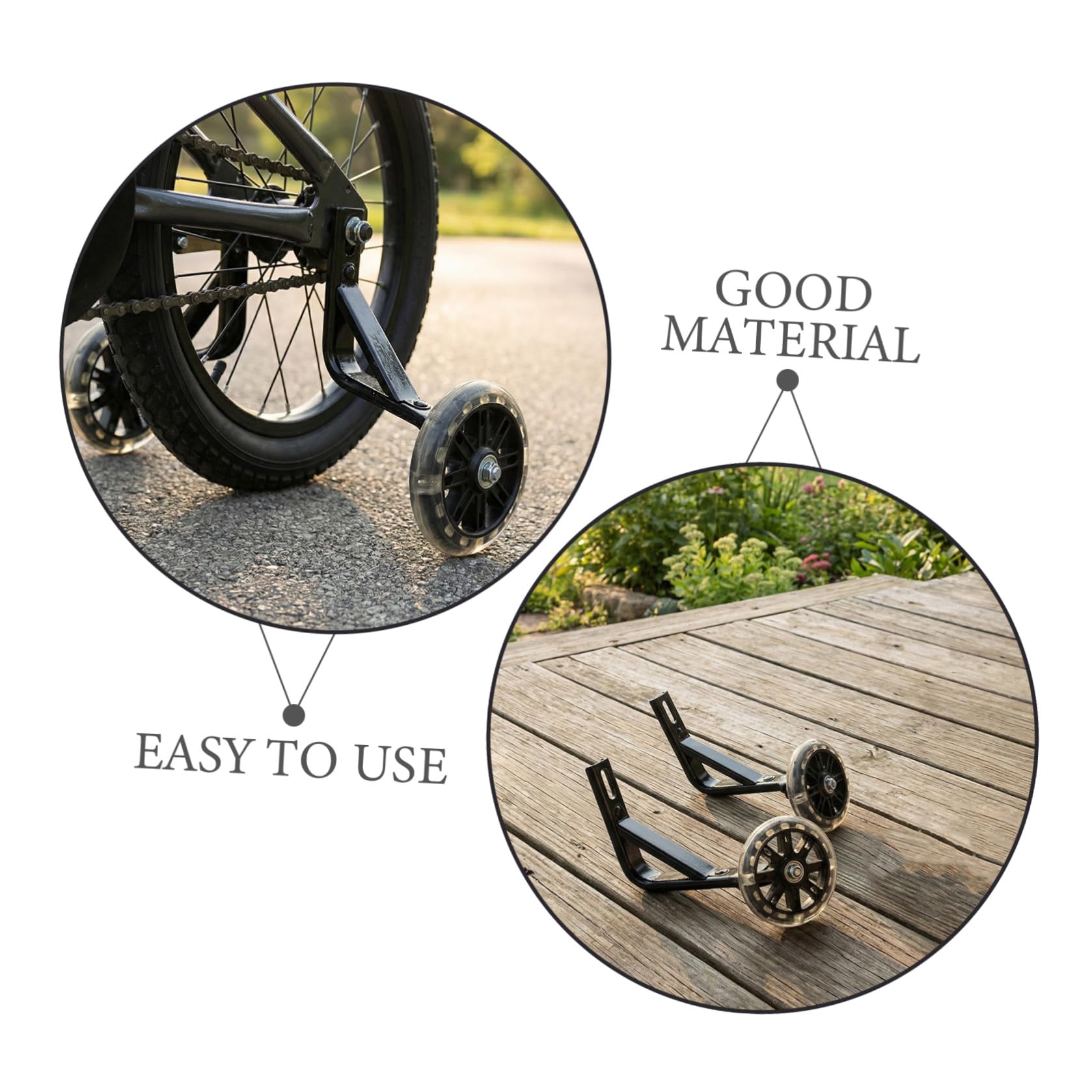 2 Pares Ruedas Auxiliares Negras para Bicicleta Infantil