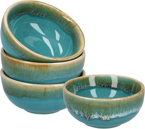 Plato de cerámica para salsa de soja, cuencos pequeños, 3 pulgadas, juego de 4 (azul pastel)